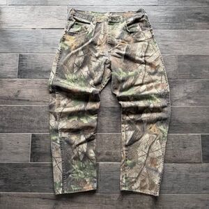 VTG Wrangler Camo Double Knee Pants Size 36x32 Streetwear Skater Grunge
